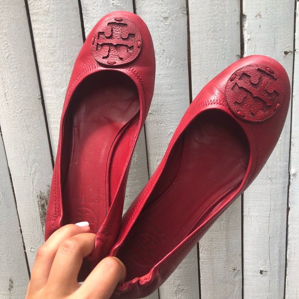 Red Tory Burch Minnie travel flats